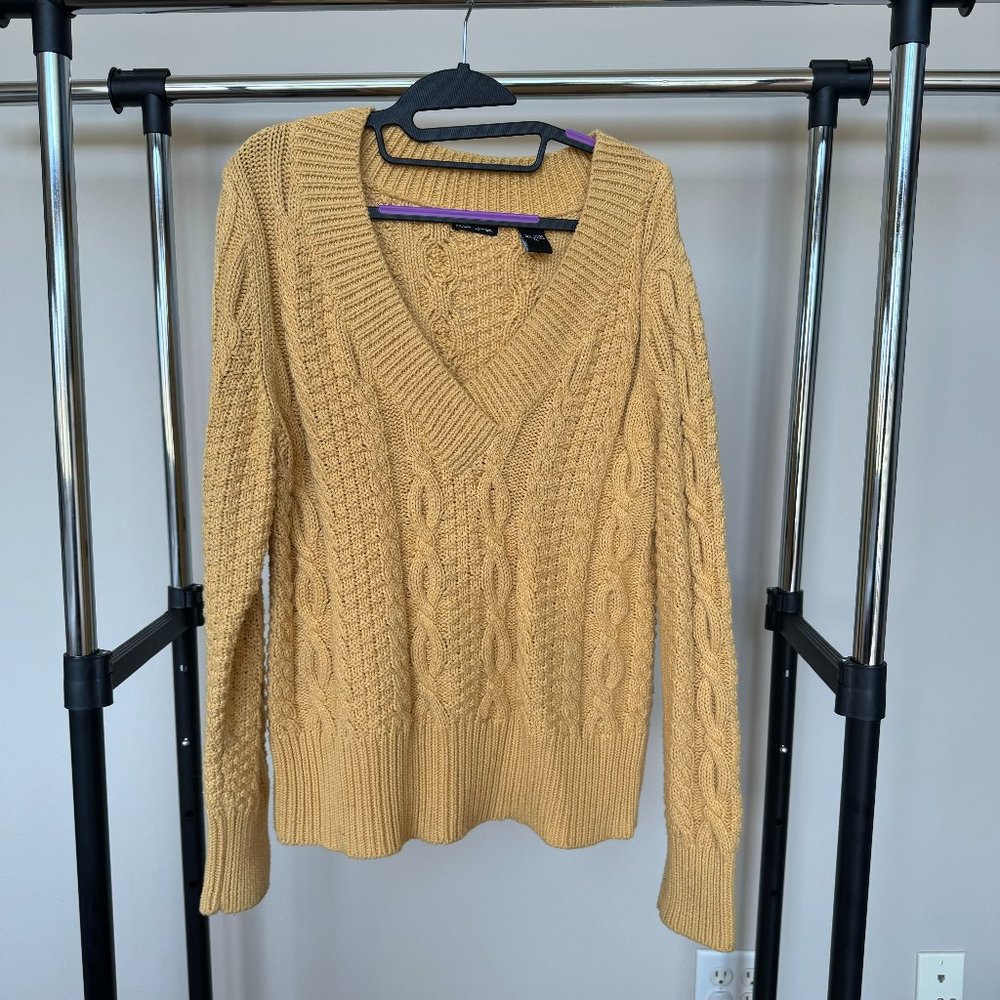 Moda International Knitted Sweater Gold/Yellow XL Women's Fisherman Knit